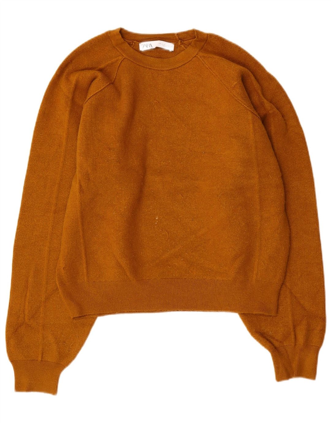 Женский укороченный джемпер с круглым вырезом ZARA, размер UK 10, маленький коричневый цвет