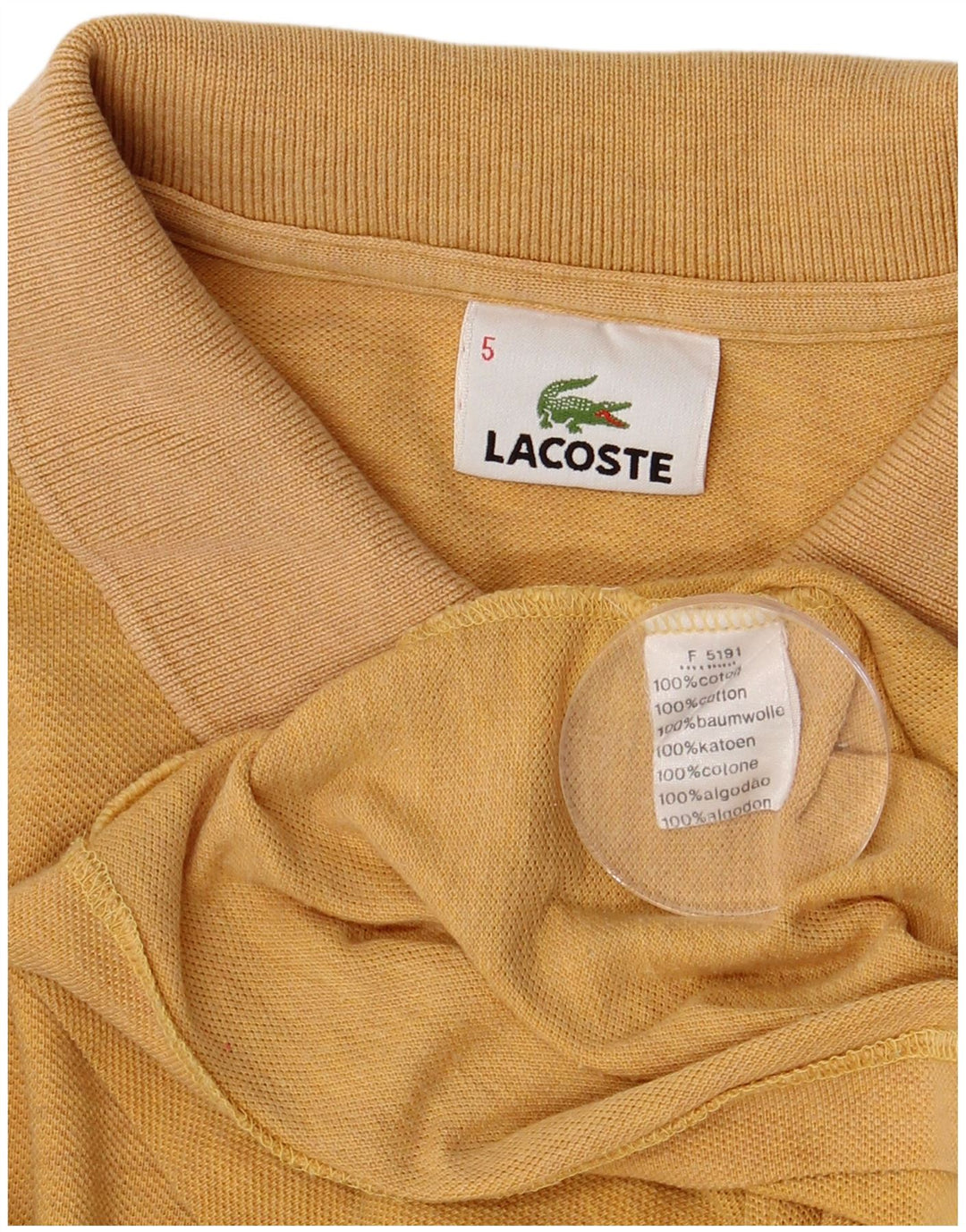 Мужская рубашка-поло с длинным рукавом Lacoste, размер 5, большая желтая хлопковая рубашка