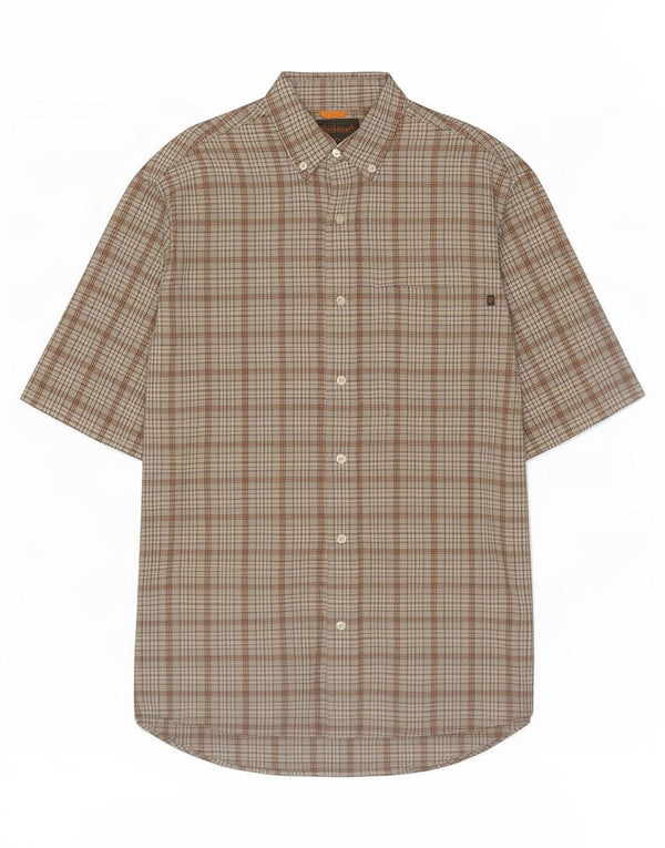 Timberland Mens Short Sleeve Shirt Medium Grey Check Cotton