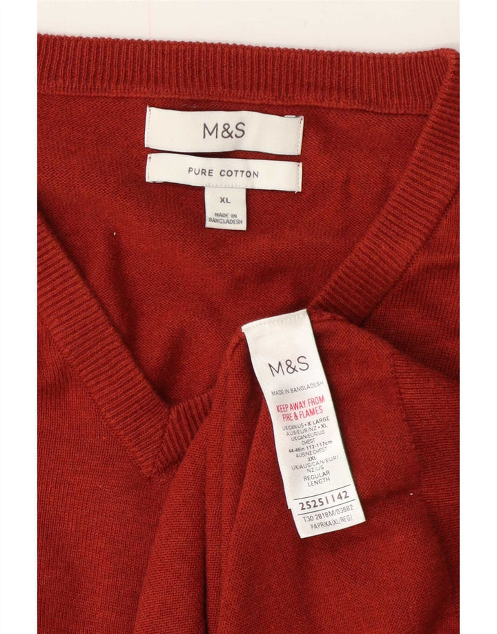 Мужской джемпер с v-образным вырезом Marks & Spencer XL, красный хлопок