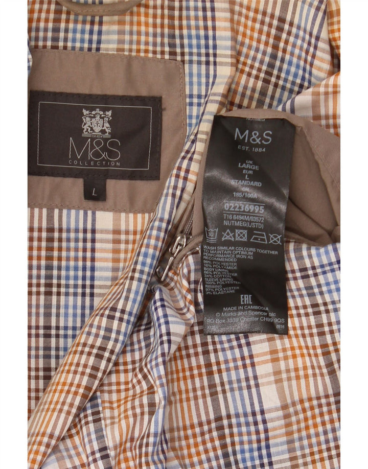 Мужская куртка-бомбер Marks & Spencer UK 40, большая коричневая, полиэстер