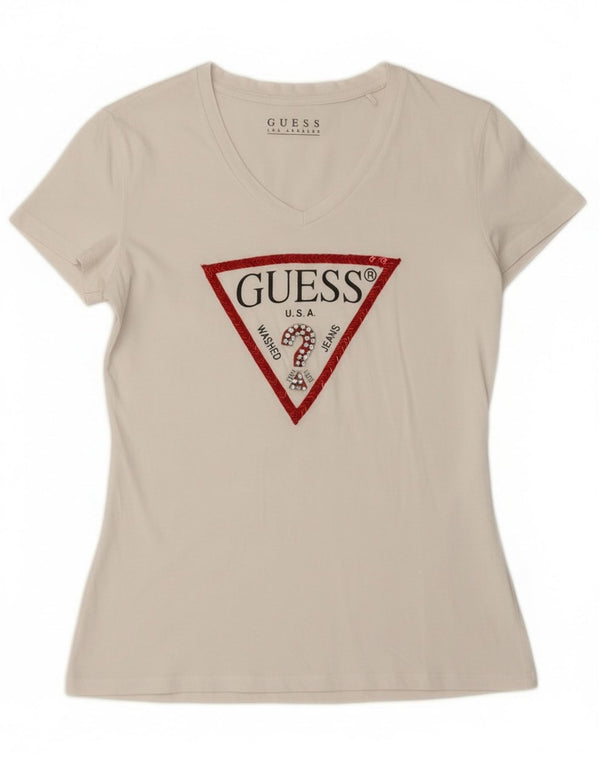 Женская футболка с рисунком Guess Top UK 12, средний белый