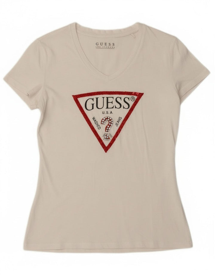 Женская футболка с рисунком Guess Top UK 12, средний белый