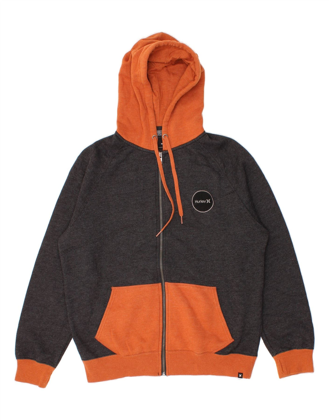 HURLEY Mens Zip Hoodie Sweater Small Grey Colourblock Polyester Vintage Hurley and Second-Hand Hurley from Messina Hembry 