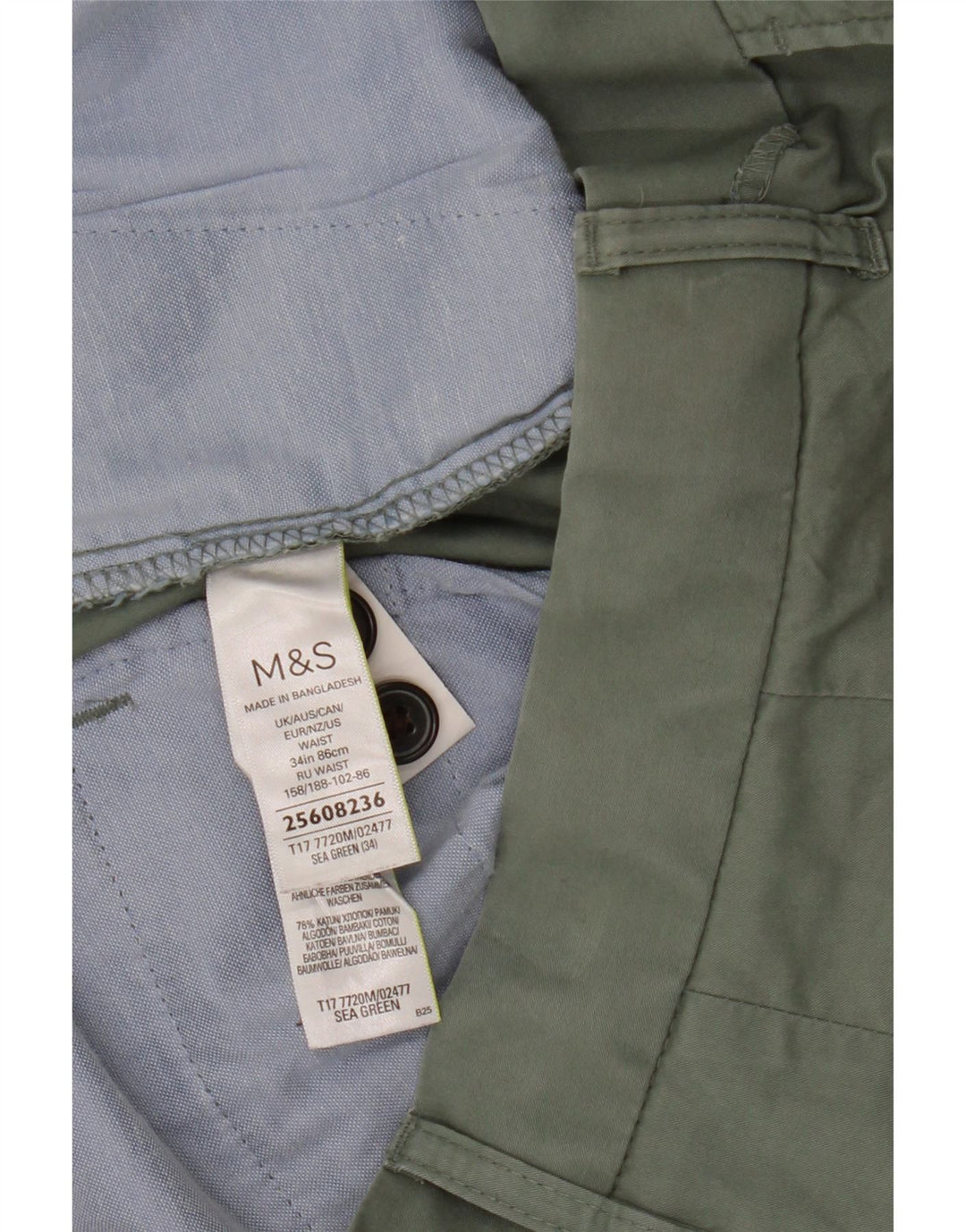 Мужские шорты чинос Marks & Spencer W34, большие зеленые, хлопковые