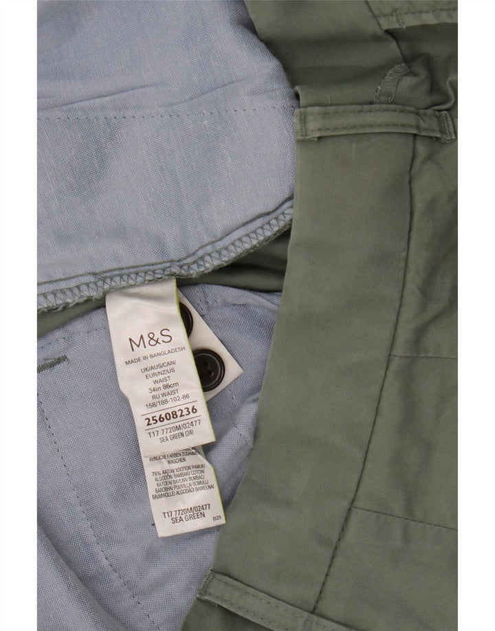 Мужские шорты чинос Marks & Spencer W34, большие зеленые, хлопковые