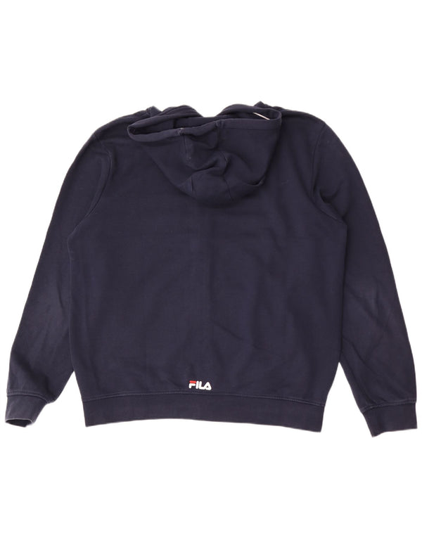 Мужской свитер с капюшоном на молнии Fila XL, темно-синий, хлопок с цветными блоками