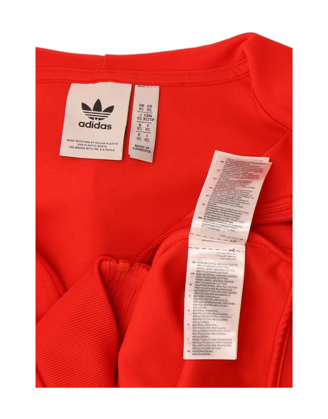 ADIDAS Mens Zip Hoodie Sweater XS Red Polyester Vintage Adidas and Second-Hand Adidas from Messina Hembry 