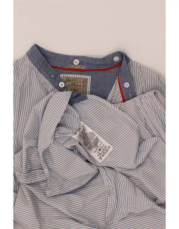 GUESS Mens Regular Fit Shirt Medium White Striped Cotton Vintage Guess and Second-Hand Guess from Messina Hembry 