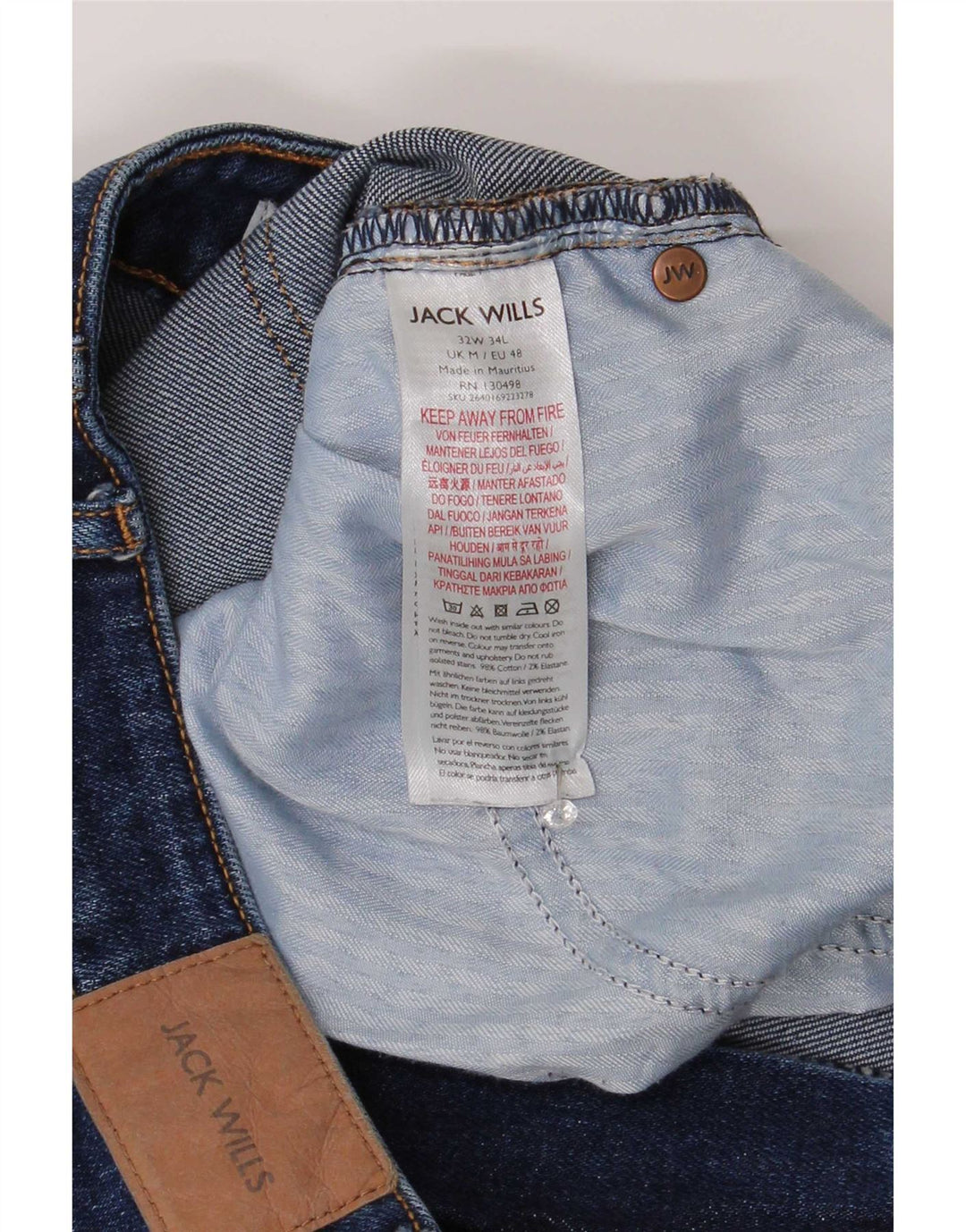 Мужские узкие джинсы Jack Wills W32 L30 синие, хлопок