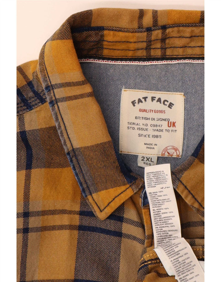 Мужская фланелевая рубашка Fat Face 2XL, хлопковая желтая клетка