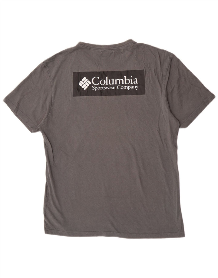 Мужская футболка Columbia с рисунком, хлопковый топ среднего серого цвета