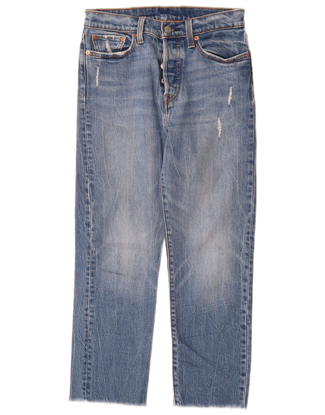 Женские потертые прямые джинсы Levi's W27 L26, синий хлопок