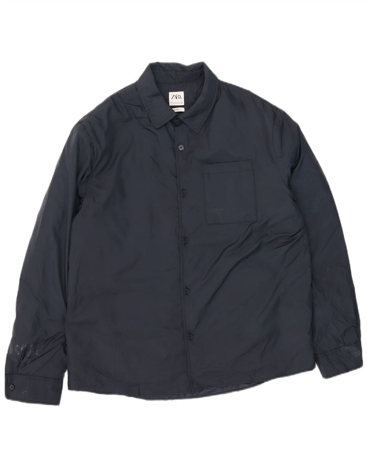 Мужская ветровка Zara UK 42 XL, темно-синий полиэстер