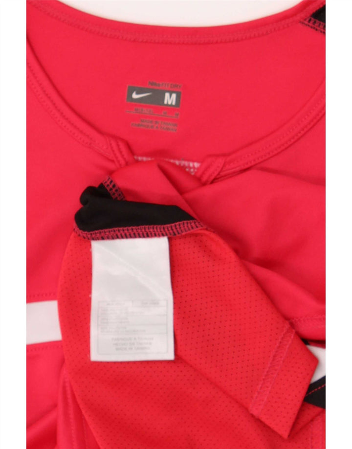 Женская футболка Nike Dri Fit, США, 8/10, средний красный, полиэстер с цветными блоками
