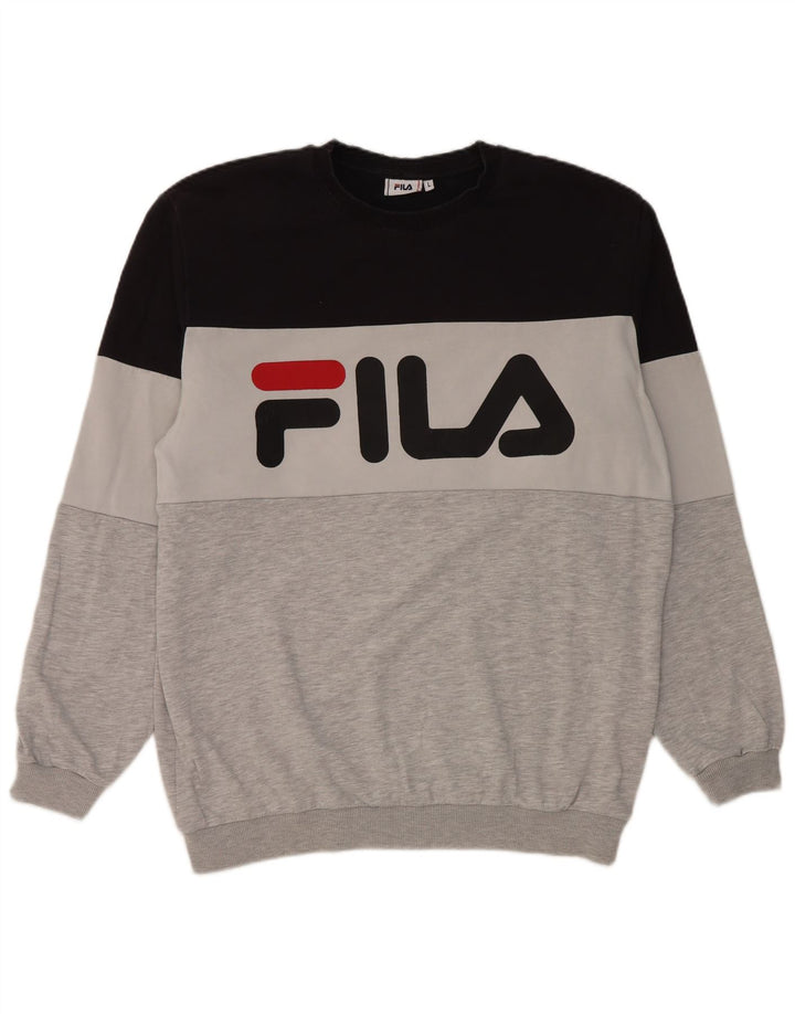 Fila Мужской свитшот с графическим рисунком, большой разноцветный хлопковый джемпер с цветными блоками