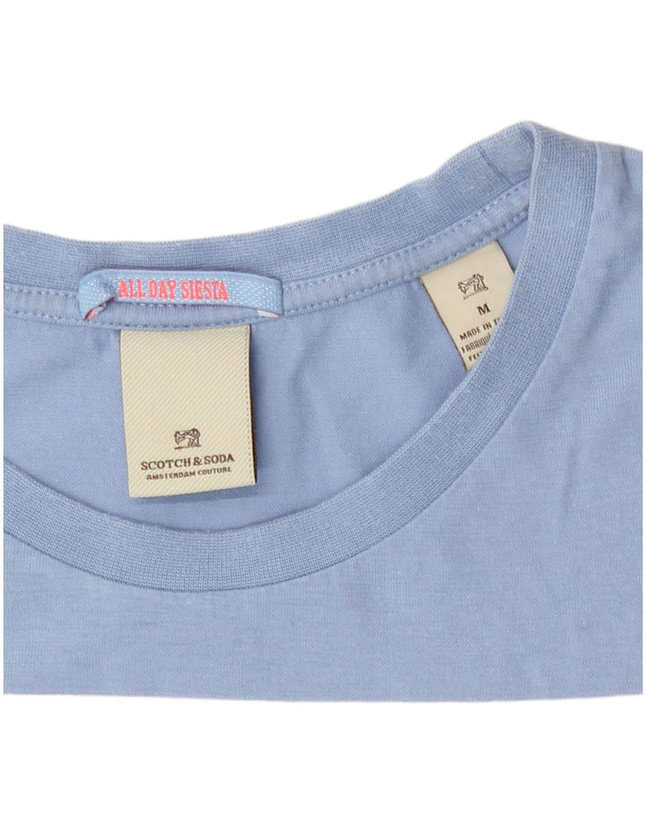 Мужская футболка Scotch & Soda Top из хлопка среднего синего цвета с цветными блоками