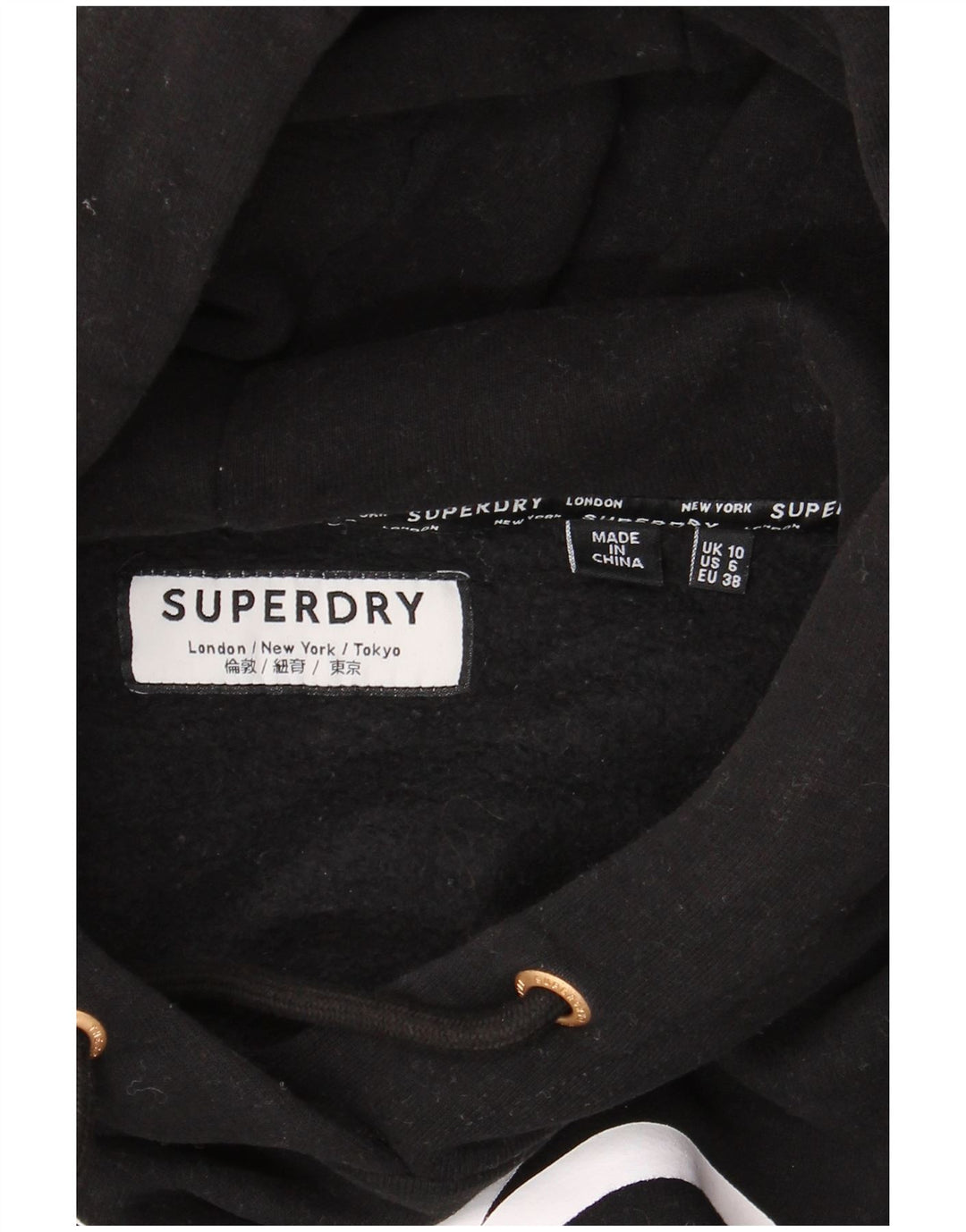 SUPERDRY Женский джемпер с капюшоном оверсайз с графическим рисунком UK 10, маленький черный