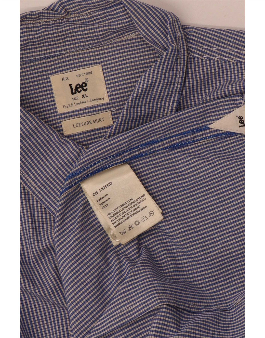 Мужская рубашка Lee XL, синяя клетка в клетку, хлопок