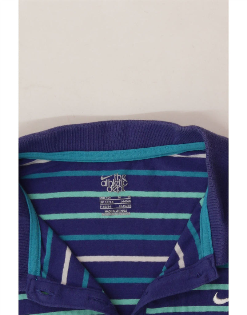 NIKE Womens Polo Shirt UK 12/14 Medium Blue Striped Vintage Nike and Second-Hand Nike from Messina Hembry 