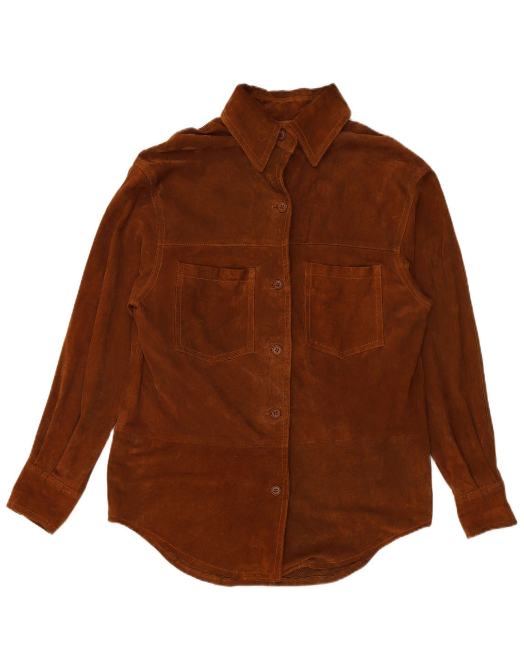 Женская замшевая рубашка VINTAGE UK 16, большая коричневая