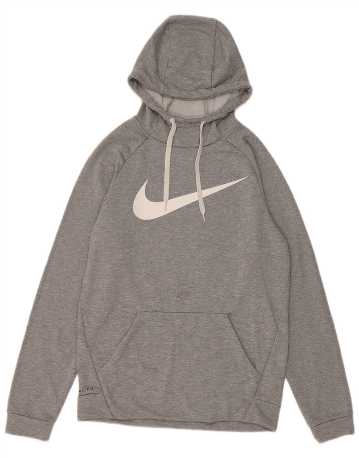 Мужской джемпер с капюшоном Nike Dri Fit, маленький серый, полиэстер с крапинками