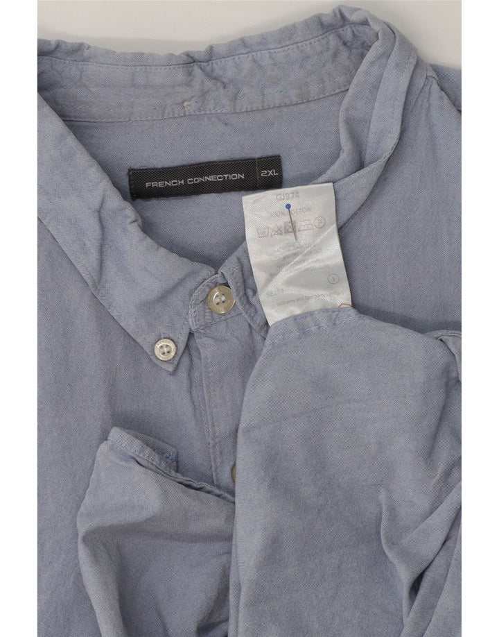 Мужская рубашка с коротким рукавом French Connection, 2XL, синяя, хлопок