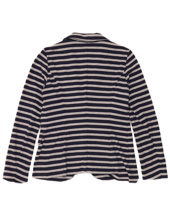 Женский пиджак Benetton на 1 пуговице UK 10, маленький темно-синий в полоску