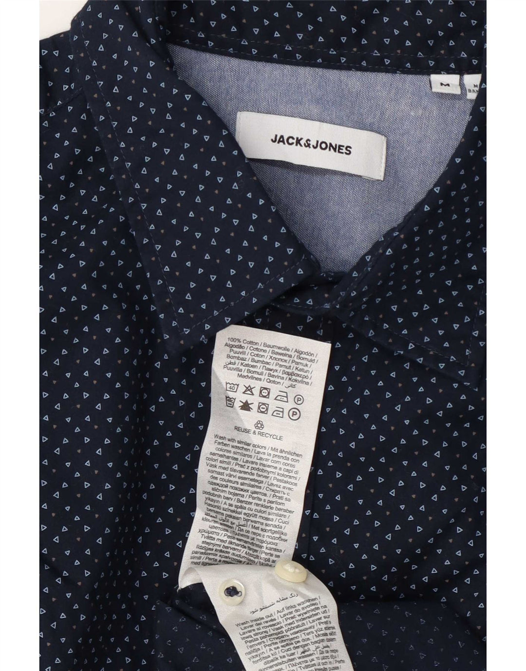 Мужская рубашка Jack & Jones, средний темно-синий пятнистый хлопок