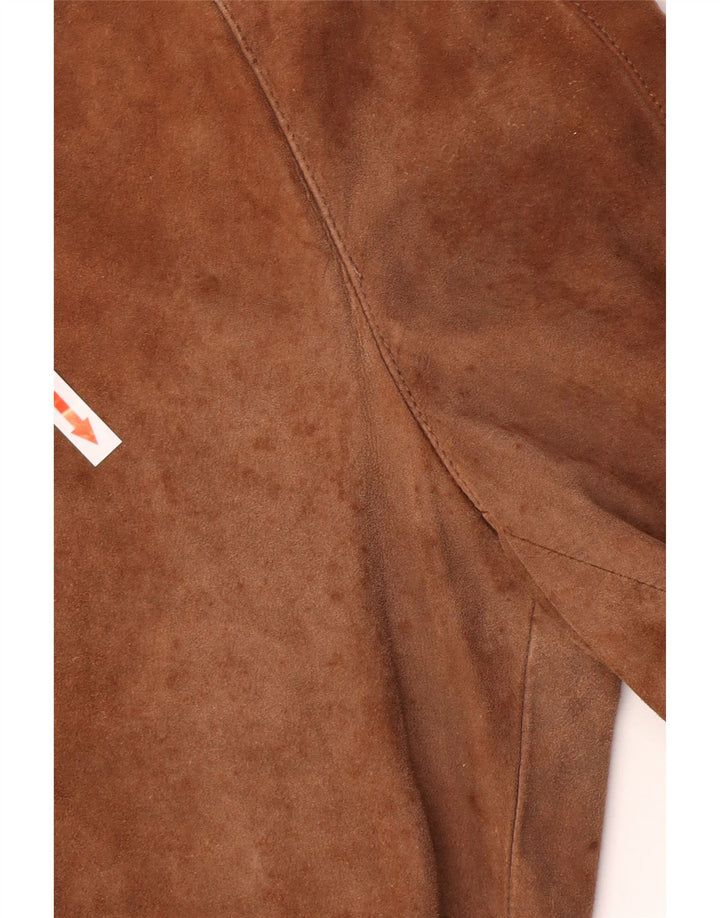 Винтажная мужская замшевая куртка-бомбер IT 48 Средне-коричневая кожа