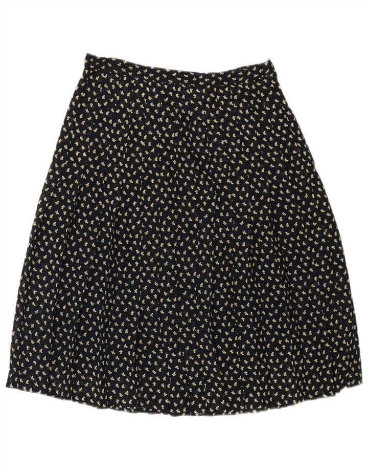 ВИНТАЖНАЯ женская юбка-трапеция с высокой талией IT 44 Medium W26 Темно-синий с цветочным принтом