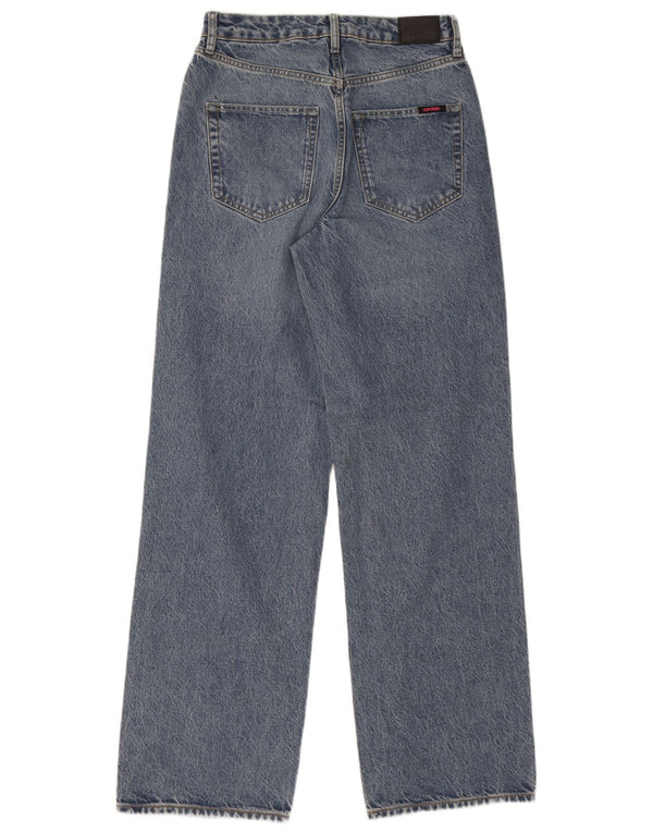 Женские широкие джинсы с высокой талией Superdry W28 L32, синий хлопок