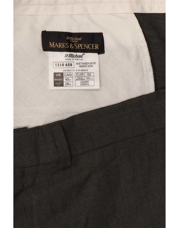 Мужские прямые костюмные брюки Marks & Spencer St. Michael W40 L29 зеленые