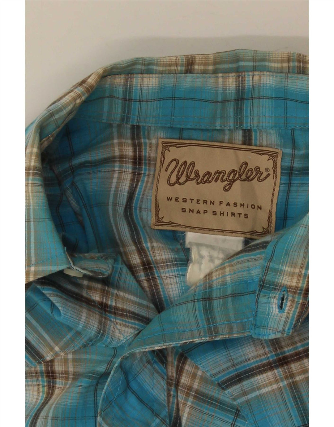 Мужская рубашка в клетку Wrangler с коротким рукавом в стиле вестерн, средний синий цвет