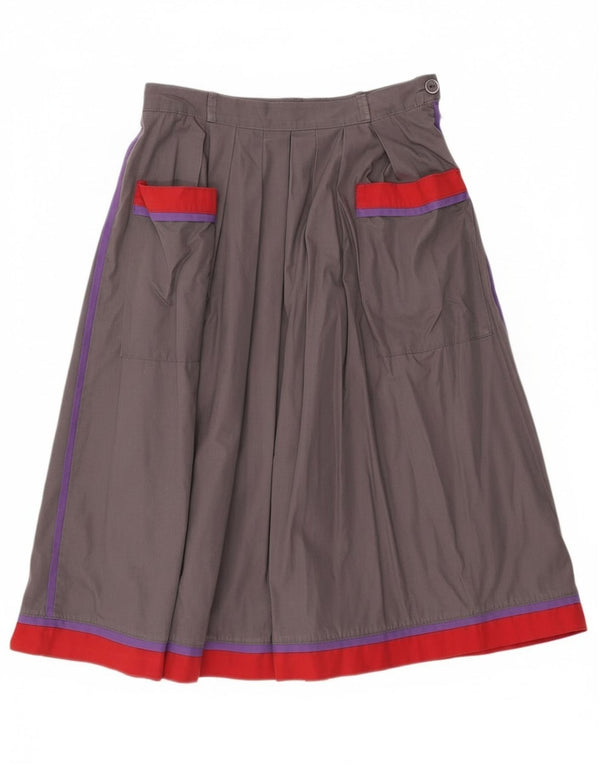 Винтажная женская расклешенная юбка EU 40 Medium W28 Серая с цветными блоками