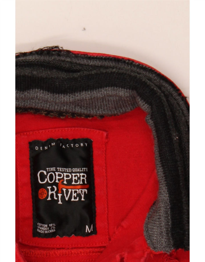 COPPER RIVET Mens Distressed Denim Jacket UK 12 Medium Red Colourblock Vintage Copper Rivet and Second-Hand Copper Rivet from Messina Hembry 