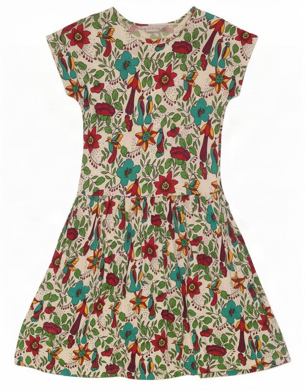 Movie Womens A-Line Dress UK 10 Small White Floral Viscose
