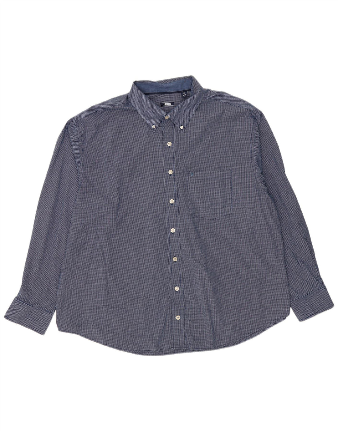 Мужская рубашка свободного кроя Izod 2XL, синяя клетка в клетку, классическая хлопковая ткань