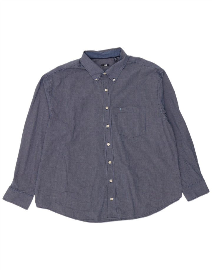 Мужская рубашка свободного кроя Izod 2XL, синяя клетка в клетку, классическая хлопковая ткань