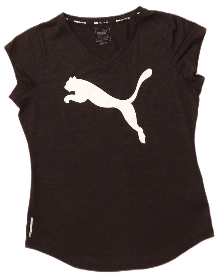 PUMA Womens Graphic T-Shirt Top UK 12 Medium Black Polyester