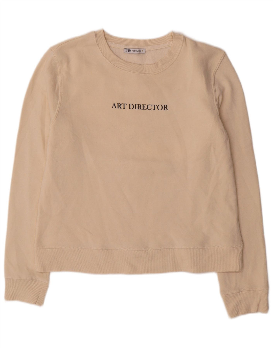 Женский свитер Zara с рисунком, Великобритания 14, средний цвет, белый хлопок