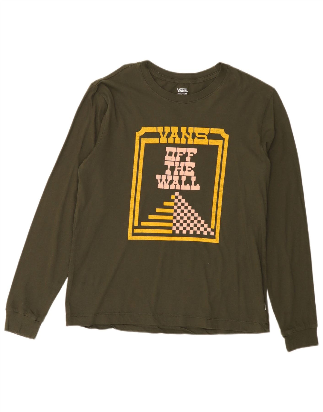 Мужской топ с рисунком Vans, хлопок с длинными рукавами, средний хаки