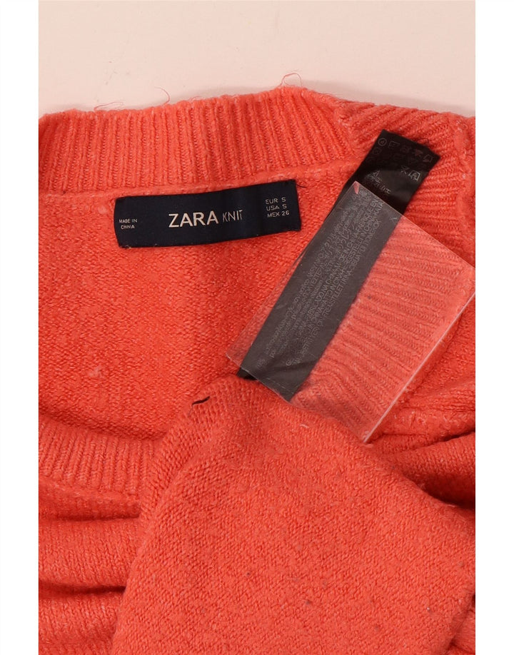 Женский свободный джемпер с вырезом «лодочка» Zara UK 10, маленький оранжевый полиэстер
