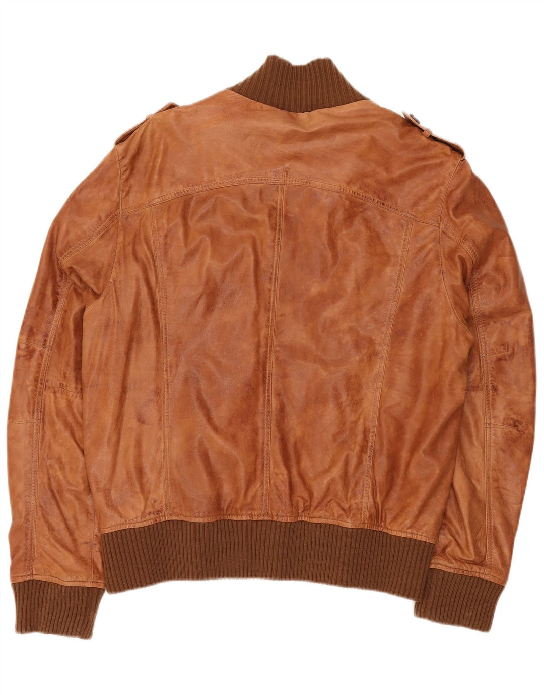 Мужская кожаная куртка-бомбер GYPSY в стиле милитари UK 40, большая коричневая кожа