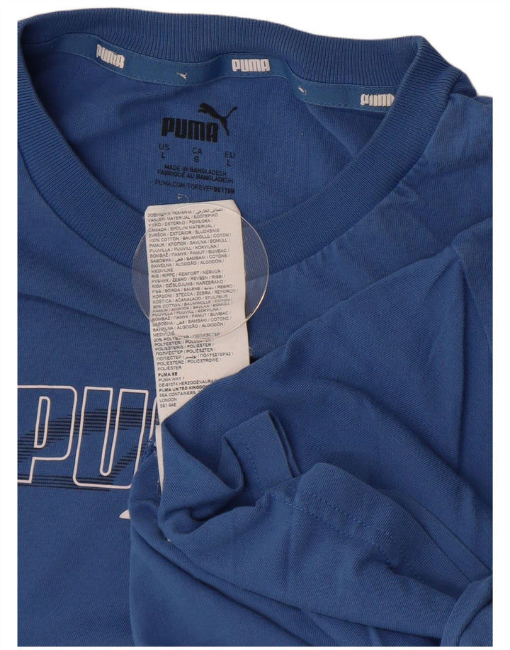 Мужская футболка с рисунком PUMA, большой синий хлопок