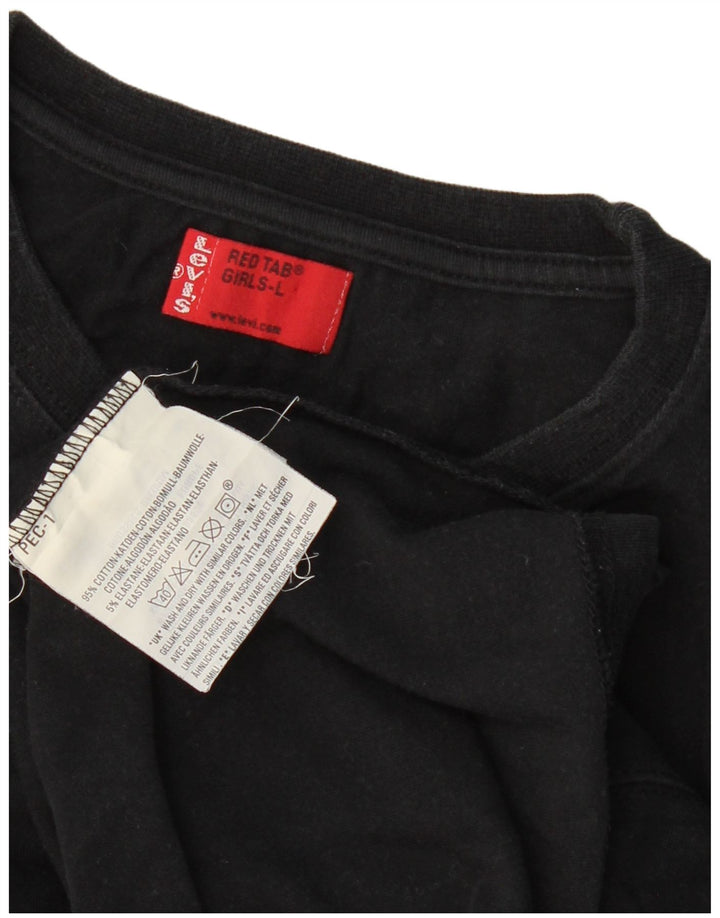 Футболка Levi's для девочек, топ 11-12 лет, большой размер, черный хлопок, хлопок