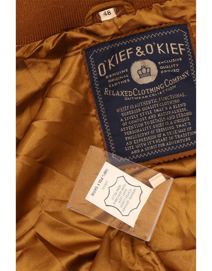 Мужской замшевый бомбер O'Kief свободного кроя IT 48 средний коричневый кожаный