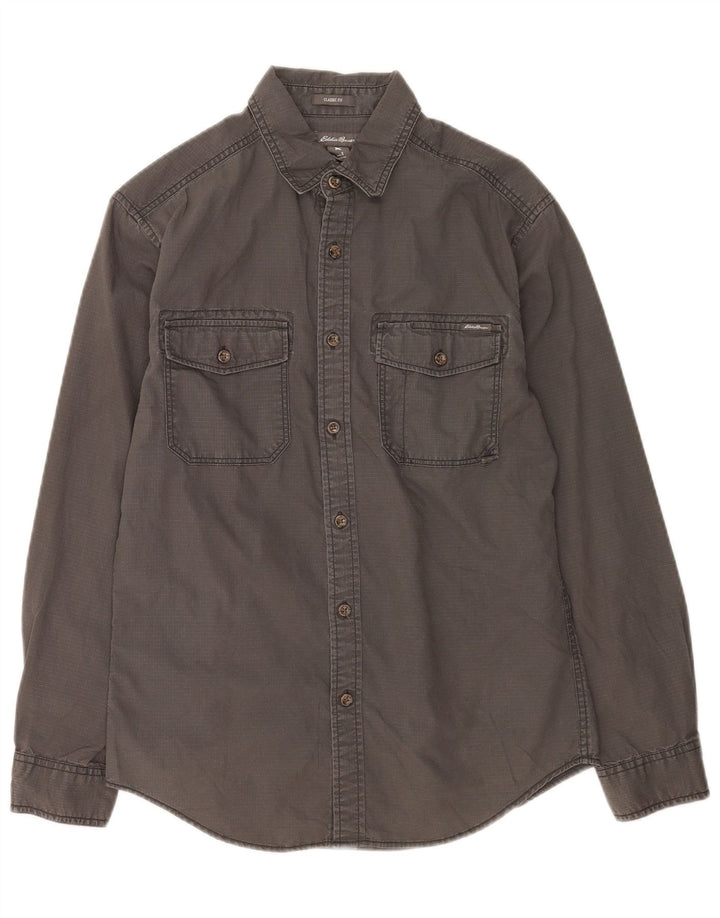 Мужская рубашка классического кроя Eddie Bauer, маленький серый хлопок