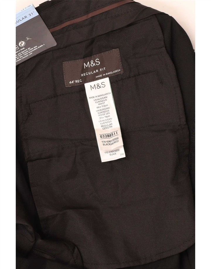 Мужские брюки-чиносы Marks & Spencer стандартного кроя W44 L31, черный полиэстер