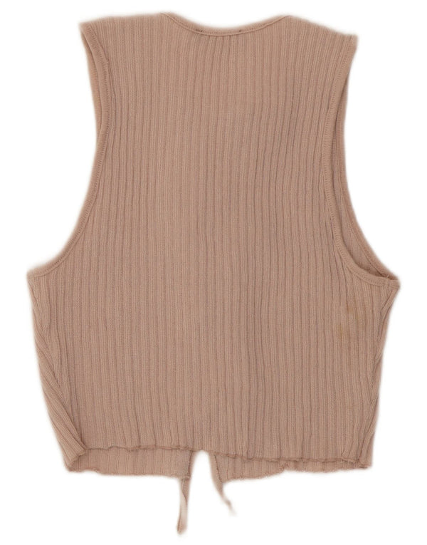 Женская укороченная блузка-рубашка без рукавов Zara UK 12, полиэстер среднего розового цвета